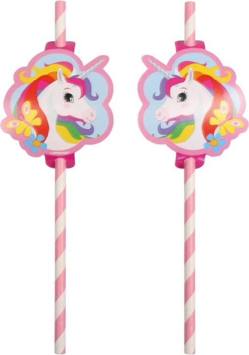 Actual product image Amscan Drinking Straws Unicorn Rainbow (8 x)