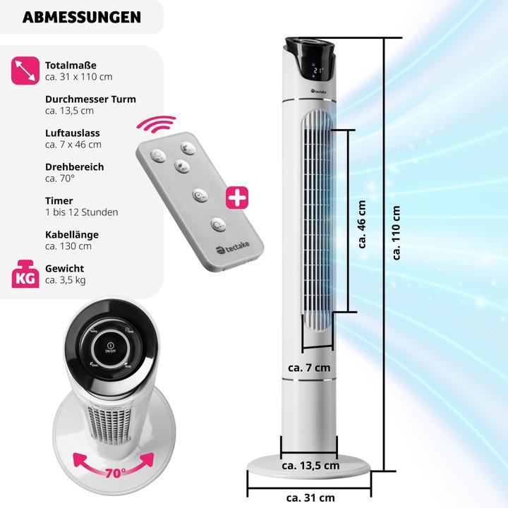 Actual product image tectake Tower fan 110cm (50 dB)