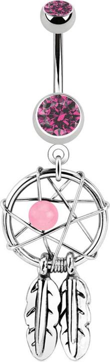 Immagine prodotto Star Piercing Banana in argento con ciondolo acchiappasogni e palla rosa (Acciaio chirurgico 316L, senza ottone)