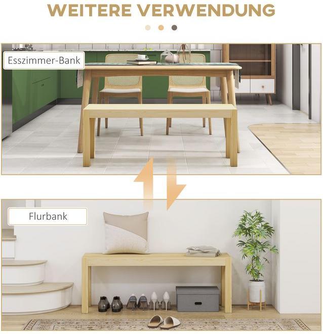 Produktbild Swisshandel24 Sitzbank 2-Sitzer, Landhausstil, Kiefernholz, Natur, 120x33x45cm (120 cm)