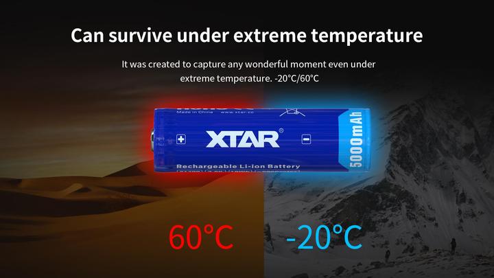 Image du produit Xtar Batterie 5000mAh 3.6V 21700 avec PCB (1 pcs, Spécifique à l'appareil, 5000 mAh)