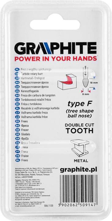 Produktbild Graphite HM TYPE F METAL TIP 8 X 18 MM, BOOT 6 X 45 MM 55H370