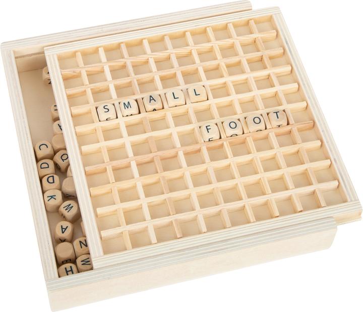 Actual product image small foot Place words (German, English, Swiss German, French, Italian)