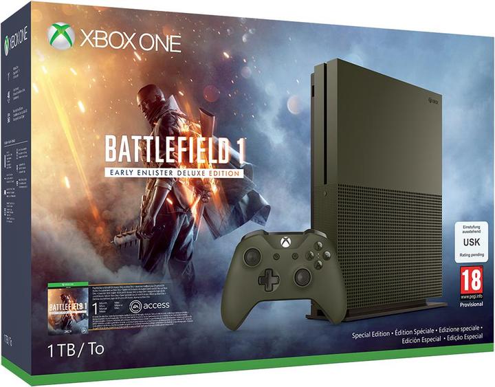 Produktbild Microsoft Xbox One S 1TB, Battlefield 1 Limited Bundle