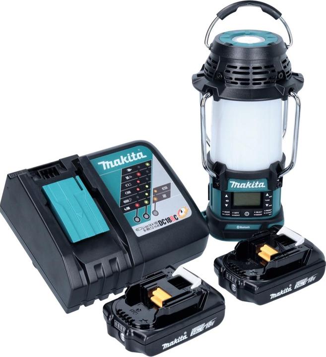 Actual product image Makita DMR 056 RA Battery radio 18 V FM DAB+ with lantern 360° torch IP65 + 2x battery 2.0 Ah + (FM, AM, DAB+, DAB, Bluetooth)