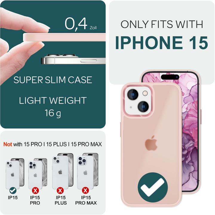 Immagine prodotto Nalia Manica ibrida opaca trasparente smerigliata (Apple iPhone 15)