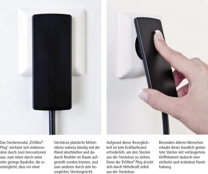 Produktbild Evoline 1510.0000.0100 Schutzkontakt-Flachstecker Kunststoff mit Aussteckhilfe 2