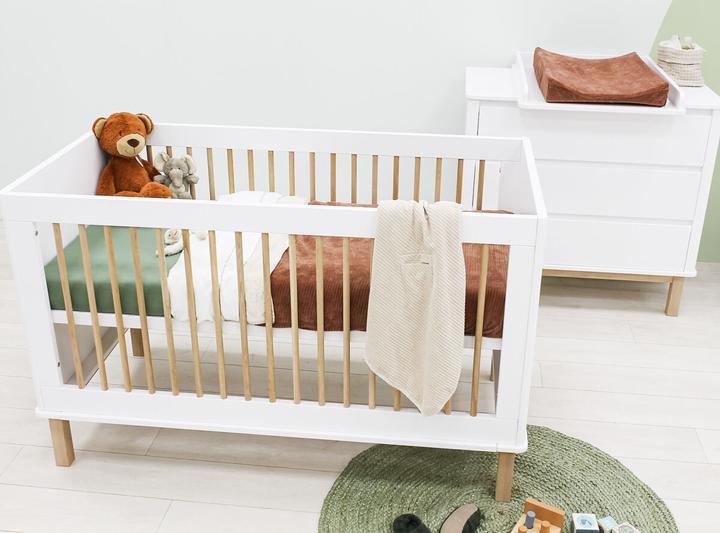 Produktbild Bopita Gitterbett 70x140 umbaubar Mika Weiss/Eiche (70 x 140 cm)
