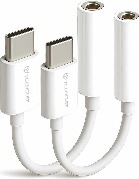 Actual product image Techsuit - (2 pack) Cable Adapter MusicBox (AC18) - Type-C to 3.5mm Jack, 3A, Plug and Play - White