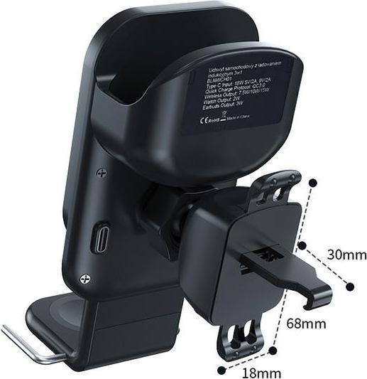 Image du produit Beline uchwyt samochodowy z ładowaniem indukcyjnym BLNWCH01 3w1 Smartphone/iWatch/Airpods