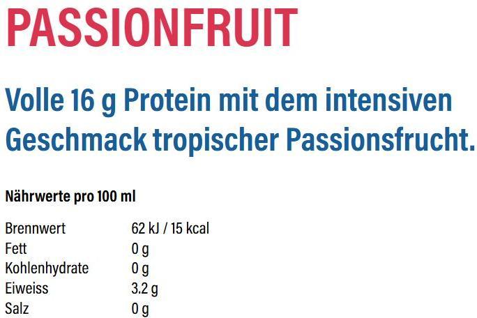 Valori nutrizionali e ingredienti Amira Acqua proteica al frutto della passione (500 ml) (Frutto della passione, 5 x)