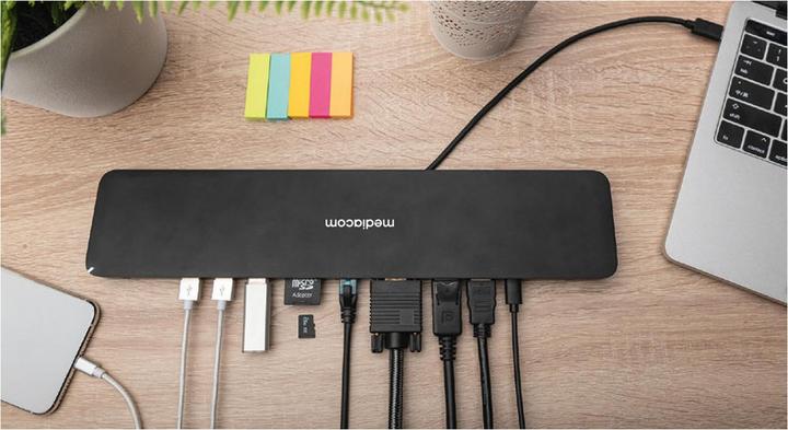Actual product image Mediacom M-DOCKTPCP port replicator and docking station for notebooks Wired USB 3.2 Gen 1 (3.1 G (USB-C, 8 Ports)