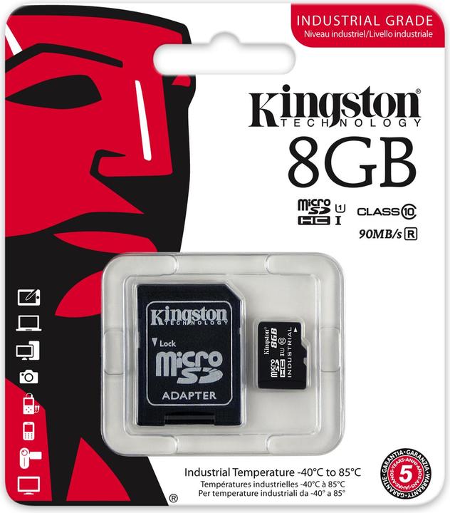 Produktbild Kingston microSD Industrial mit SD-Adapter (8 GB, microSDHC, U1, UHS-I)