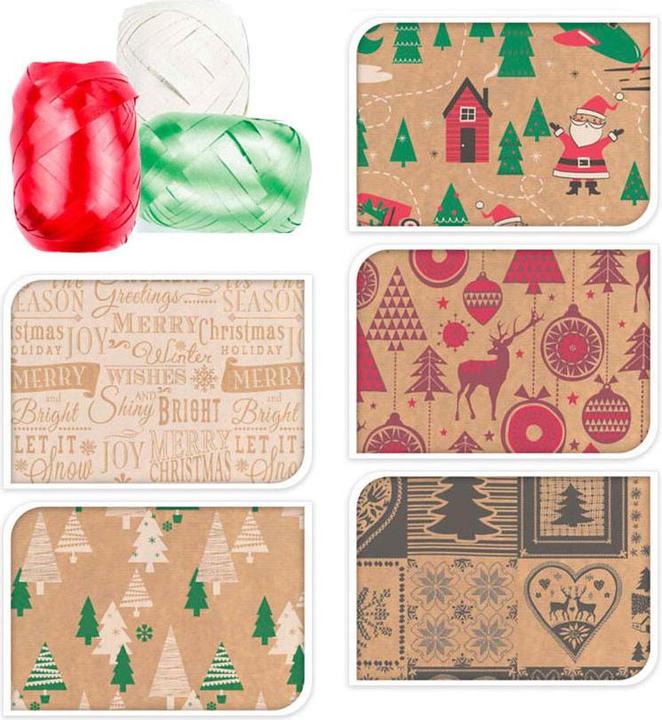 Actual product image No Name Wrapping Paper Kraft Set Christmas, 11pcs. (Gift ribbon, 11 x)