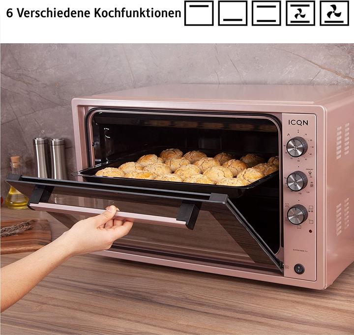 Image du produit Icqn XXL Vrijstaande Oven - 60L - Convectie Mini Oven - Hetelucht /u0026 Grillfunctie - Gemailleerde Holt
