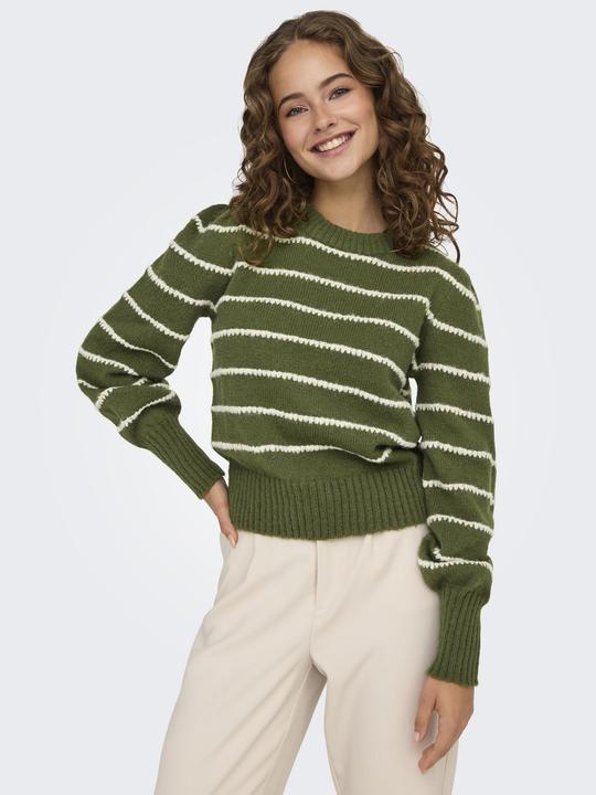 Immagine prodotto JdY Vestibilità regolare Collo alto Polsini lunghi Maniche a sbuffo Pullover Maglione in maglia (L)