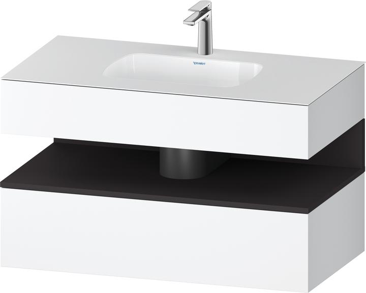Duravit Qatego Einbauwaschtisch mit Konsolenwaschtischunterbau, 1000x550x600mm, Nische Graphit Super