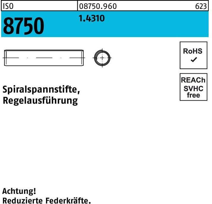 Produktbild Spiralspannstift ISO 8750 1,5 x 6 1.4310 Regelausf. ISO 8750