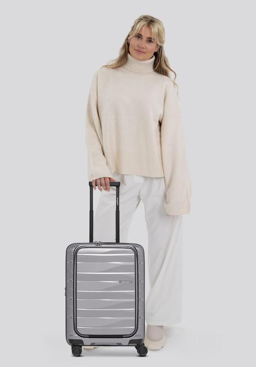 Immagine prodotto Bergpfeil Travel 4 Rollen Kabinentrolley 55 cm Laptopfach mit Dehnfalte (46 l, Bagaglio a mano (fino a 50 litri))