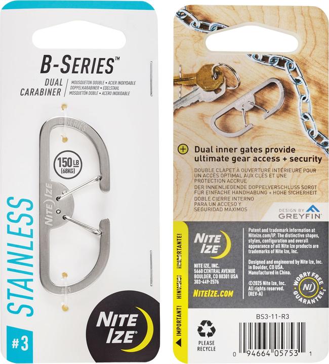 Nite Ize B-Serie Doppelkarabinerhaken Nr. 3