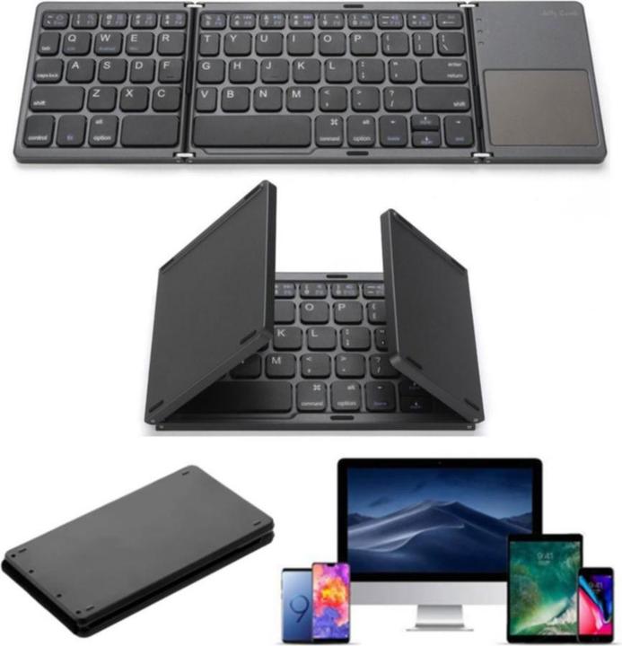 Produktbild Deltalabs Faltbare Mini Bluetooth Tastatur Keyboard (QWERTY) mit Touchpad (US, Kabellos)