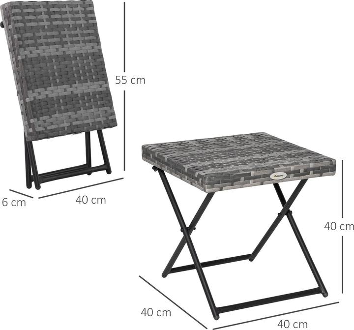 Actual product image Outsunny Folding Polyrattan Garden Table (40 cm)