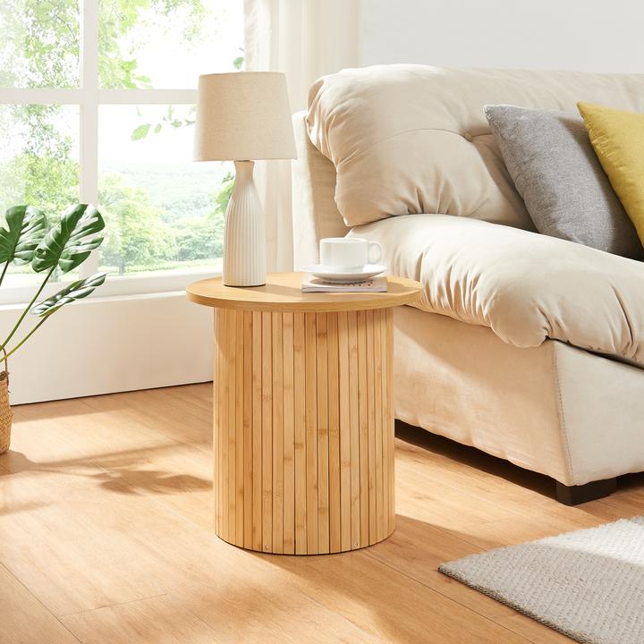 Produktbild En.Casa Beistelltisch Ledepid 40xØ40 cm mit überstehender Tischplatte Natur