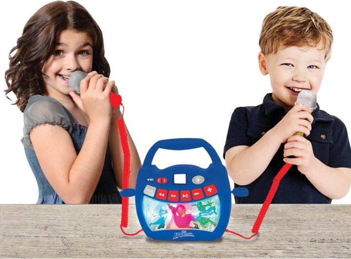 Actual product image Lexibook MP320SPZ Spider-Man Portable Digital Karaoke Player for Kids Microphones, Light Effects
