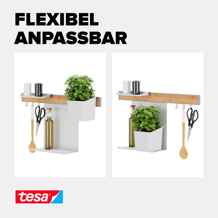 Produktbild tesa Küchenorganizer Kombi-Set S zum Kleben, Montage ohne Bohren