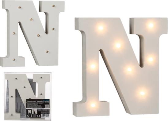 Actual product image Ootb Illuminated wooden letter N, with 8 LEDs, approx. 16 cm