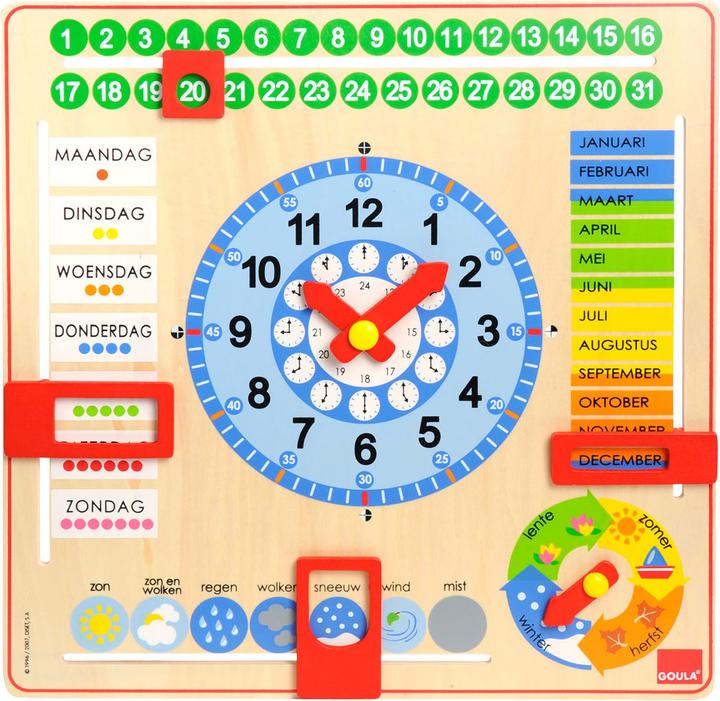 Actual product image Goula wood calendar clock (Dutch)