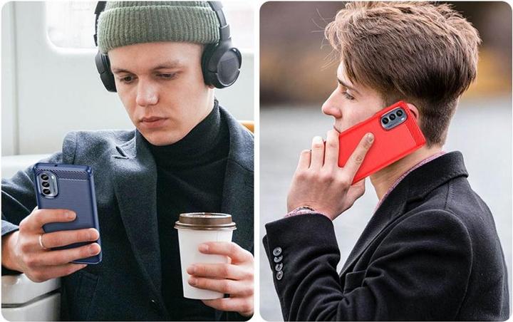 Actual product image Hurtel Carbon Case for Motorola Moto G62 5G flexible silicone carbon cover black (Motorola Moto G62 5G)