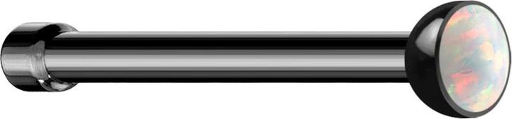 Star Piercing Nasenstecker gerade schwarz mit Opal weiss (ohne Messing, Chirurgenstahl 316L)