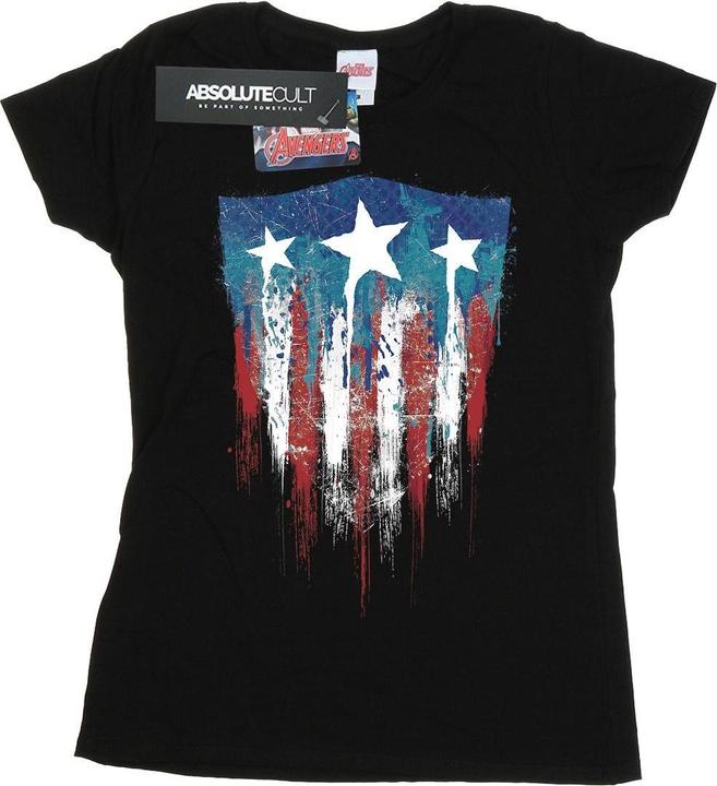 Captain America Flagge Schild Baumwolle TShirt (L)