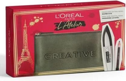 L'Oréal Paris LOreal Set (Mascara False Lash Bambi Eye Extra Black + Le Khol Midnight Black 101 + Pochette) (Set maquillage)