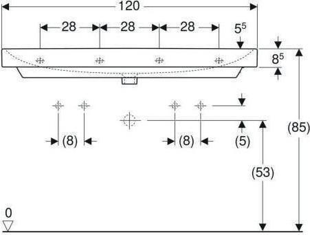 Produktbild Geberit Doppelwaschtisch Smyle Square 120 cm wei mit 2 Hahnlchern 500253011 (480 mm, 1200 mm)