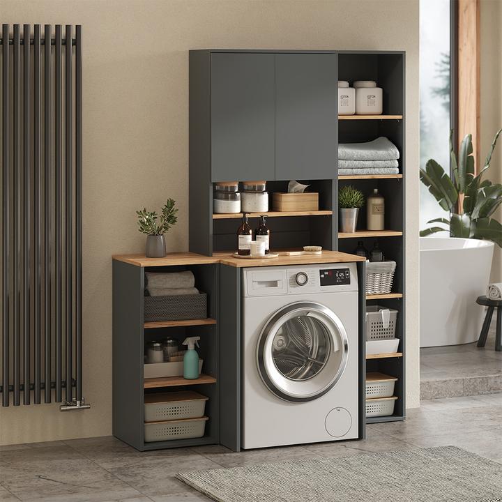 Actual product image Vichy Waschmaschinenoberschrank Viktor, Anthrazit/Goldkraft Eiche, 68 x 100.4 cm