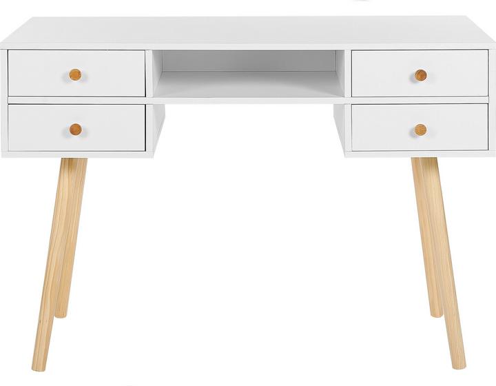 Produktbild Beliani Schreibtisch weiss 110 x 55 cm 4 Schubladen LEVIN (110 x 55 cm)