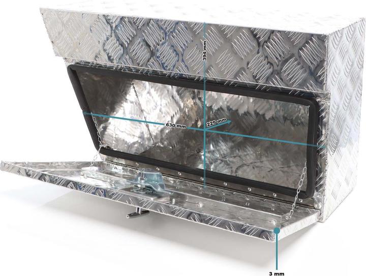 Produktbild XPOtool Aluminium Unterflurbox Links 75x25x40cm Deichselbox Staubox Staukasten