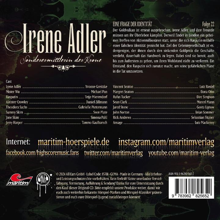 Actual product image Irene Adler.22,CD (Michael Pan, Tetje Mierendorf, Yvonne Greitzke)