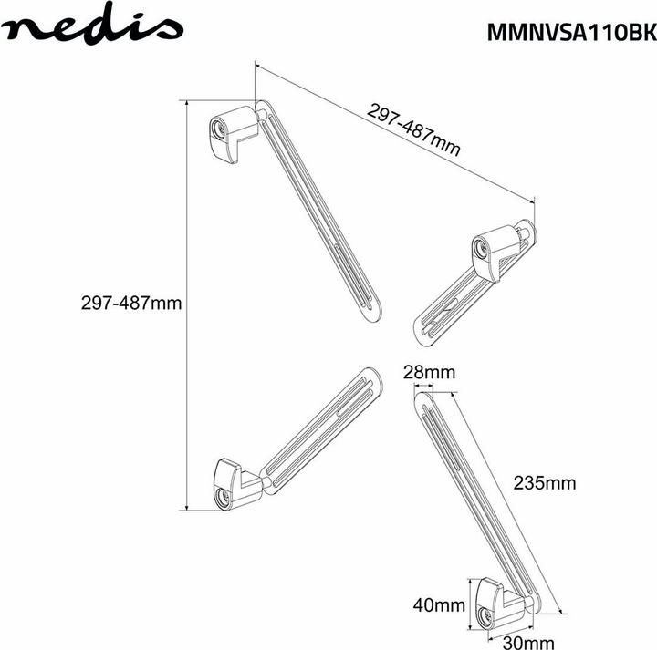 Actual product image Nedis Adapter Mount Kit | 13 " | 27 " | max. weight: 8 kg (Table, 27")