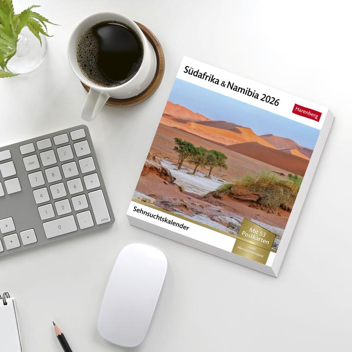 Produktbild Harenberg Südafrika & Namibia Sehnsuchtskalender 2026 - Wochenkalender mit 53 Postkarten (Harter Einband, Deutsch)