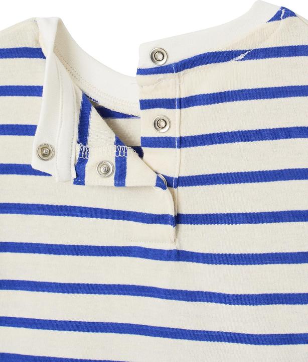 Produktbild Vertbaudet Bio-Kollektion: Gestreiftes Baby Shirt mit Druckknöpfen hinten (62)