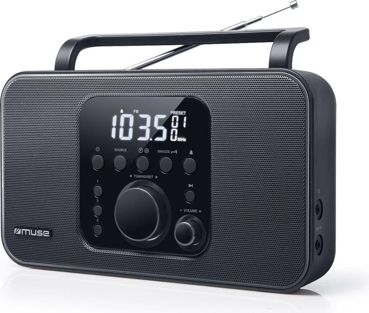 Muse Radio M-091R Juodas, AUX in, Alarm function (FM, AM)