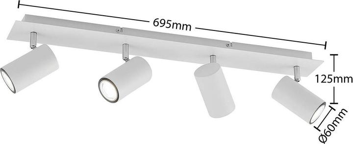Immagine prodotto Lindby Faretto da soffitto Joffrey, 4 luci, 70 cm, bianco (GU10)
