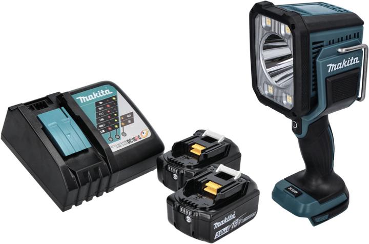 Actual product image Makita DML 812 RF Battery LED handheld floodlight pocket lamp 18 V 1250 lm + 2x battery 3.0 Ah + charger (1250 lm)