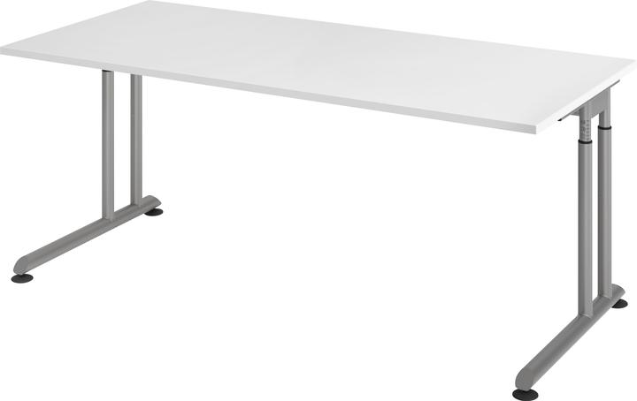 Produktbild Escritorio Schreibtisch C-Fuss 180x80cm Weiss/Silber (180 x 80 cm)