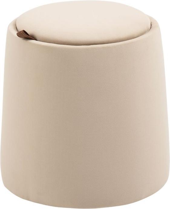 Produktbild Swisshandel24 Ottomane Sitzhocker Hocker mit Stauraum Polsterhocker Fussbank 2-in-1 Rund Deckel abnehmbar in Samto