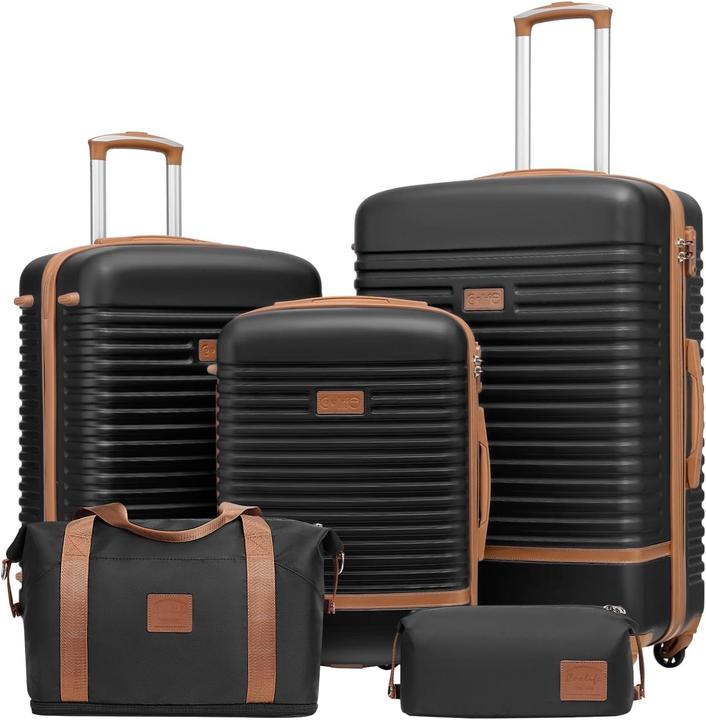Coolife 5-teiliges Reisekoffer-Set (Hand luggage (up to 50 litres), M (50 - 90l), L (90 - 115l))