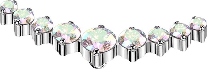 Immagine prodotto Star Piercing Dermal Anchor curvo in argento nove cristalli rotondi multicolore (Titanio G23, senza ottone)